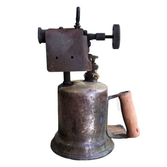 Antique C&L Clayton Lambert Brass Blow Torch Detroit USA Wood Handle Welding - Picture 1 of 8